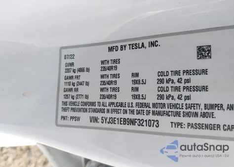 2022 Tesla Model 3 Long Range Dual Motor All-Wheel Drive из США, поврежденный, VIN 5YJ3E1EB9NF321073